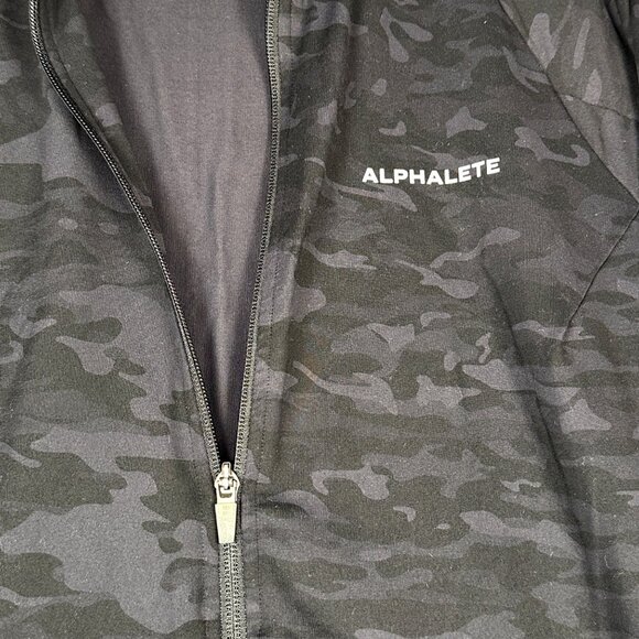 Alphalete Premium Full Zip Jacket Men’s M Black Camo Stretch Track Top - Picture 11 of 13